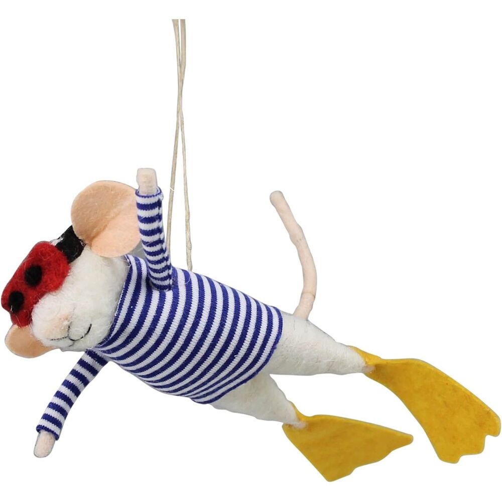 Homart 95168-0 Snorkeling Mouse Ornament, 6-inch Height, Felt